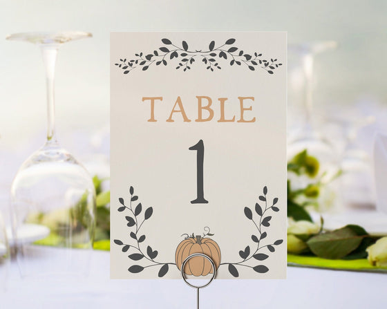 Little Pumpkin Table Numbers Printable Template, Fall baby Shower, thanksgiving table number decor INSTANT DOWNLOAD, Autumn baby shower