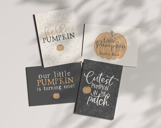 Little Pumpkin Birthday Party Signage Printable Party Decor, gender neutral fall birthday decor first birthday little pumpkin turning one