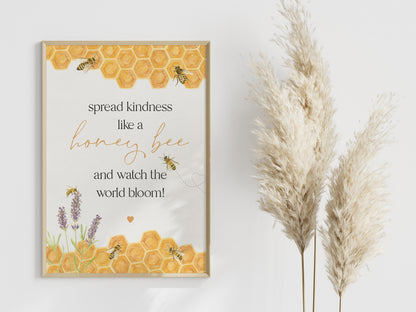 Honey Bee Baby Shower Party Signage Printable Party Decor, honey bee baby shower decor, gender neutral baby shower, yellow honeycomb