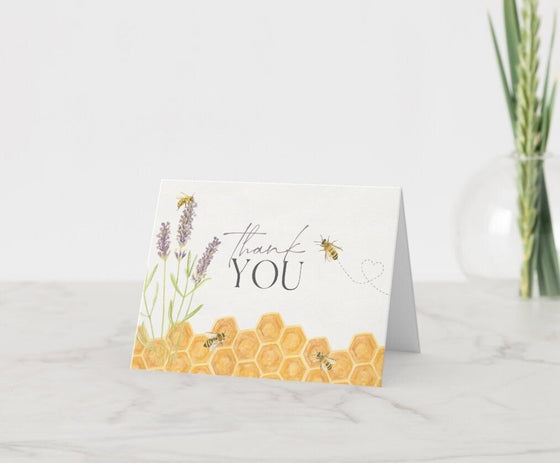Honey Bee Thank You Card Printable Template, honey bee baby shower thank you, gender neutral baby shower, honey bee birthday thank you card