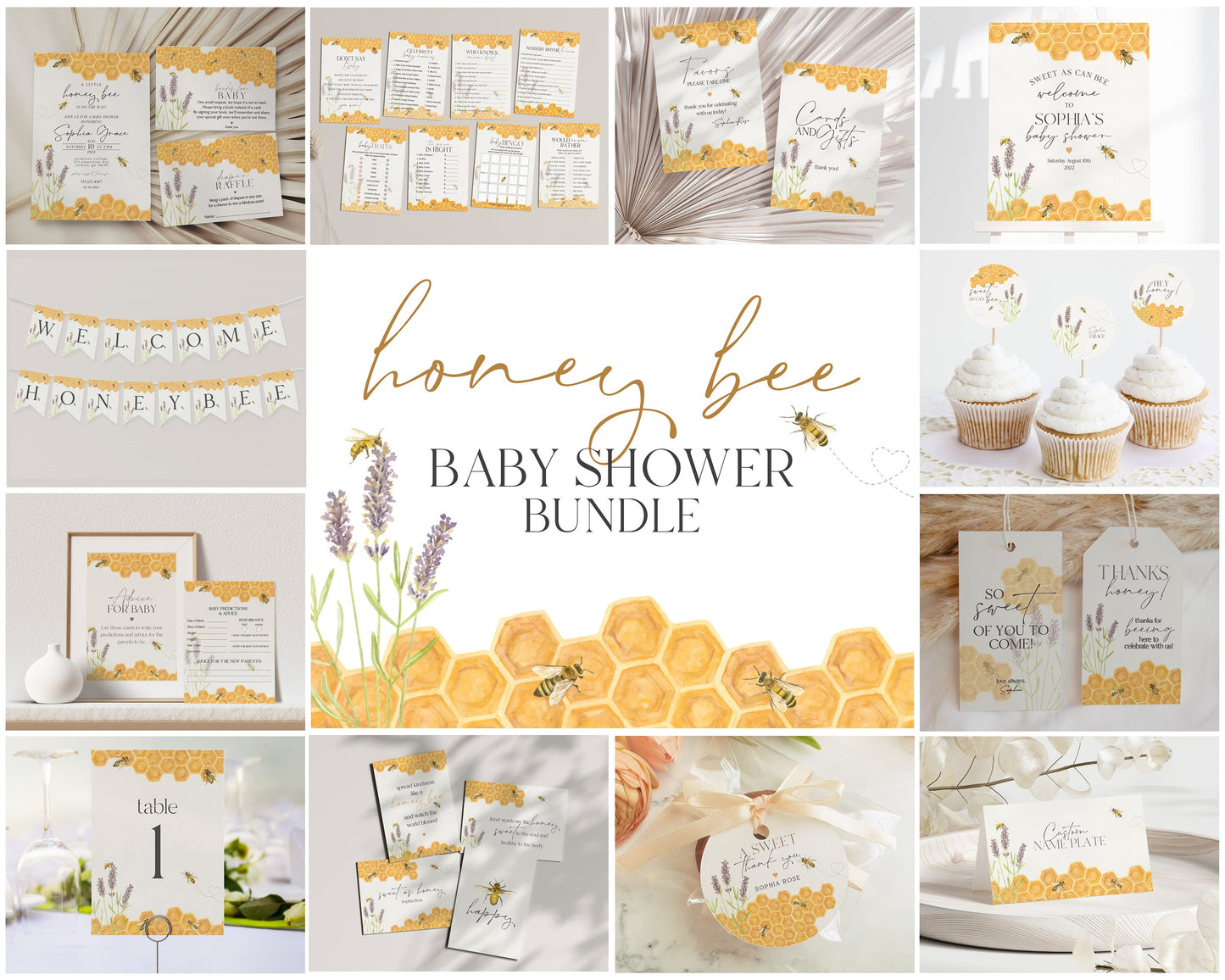 Honey Bee Baby Shower Bundle Printable, Gender Neutral Babee Shower Invitation, Printable games Bumble Bee Baby Shower Package, Mommy to bee