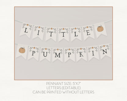 Little Pumpkin First Birthday Party Bundle Printable, fall autumn birthday Invite, gender neutral october birthday party, third birthday