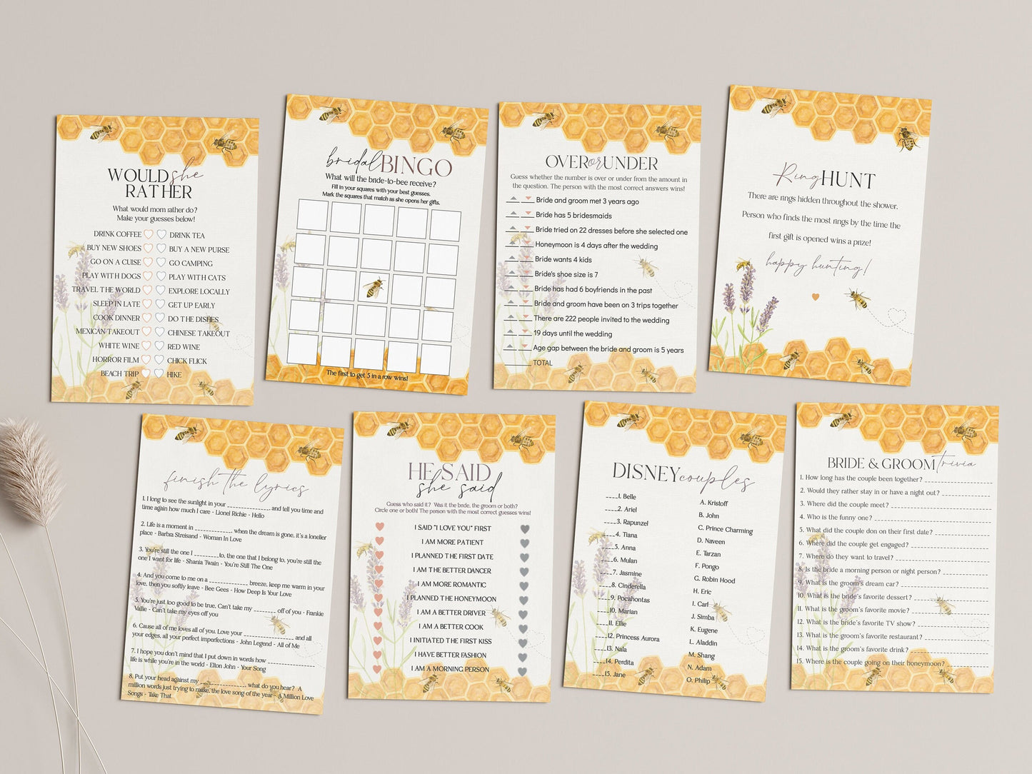 Honey bee bridal shower games, bride to bee shower, bride to bee bumble bee party games for bridal shower, he said she said bride trivia