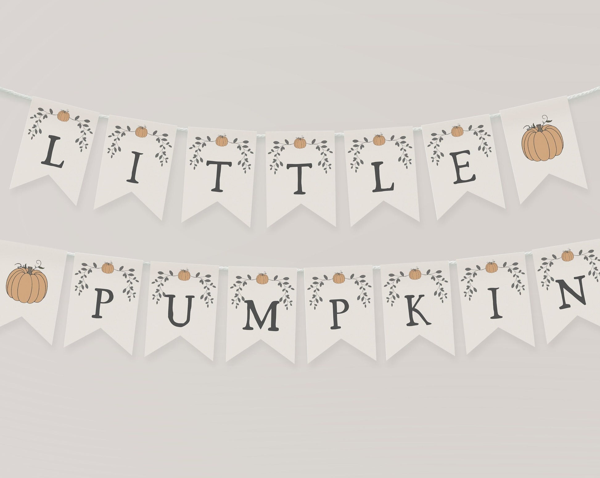 Little pumpkin fall party banner printable decor, fall friendsgiving Pennant, autumn baby shower, thanksgiving dinner decor, first birthday