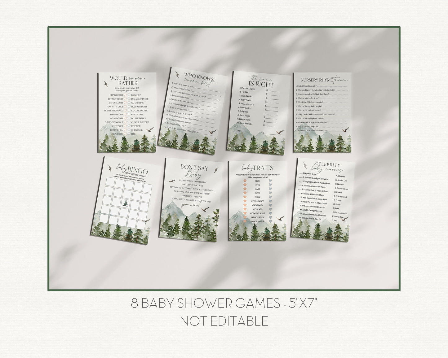 Forest Woodland Baby Shower Bundle Printable, boy baby Shower Invitation Bundle, winter fall baby shower, woodsy christmas baby shower