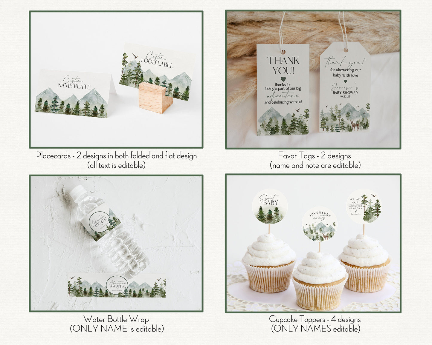 Forest Woodland Baby Shower Bundle Printable, boy baby Shower Invitation Bundle, winter fall baby shower, woodsy christmas baby shower