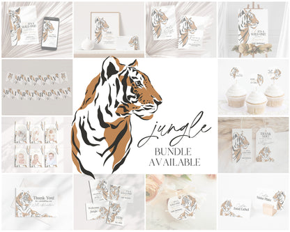 Jungle Siberian Tiger First Birthday Time Capsule Printable Template, advice for baby cards, wild one birthday party for boy, little tiger