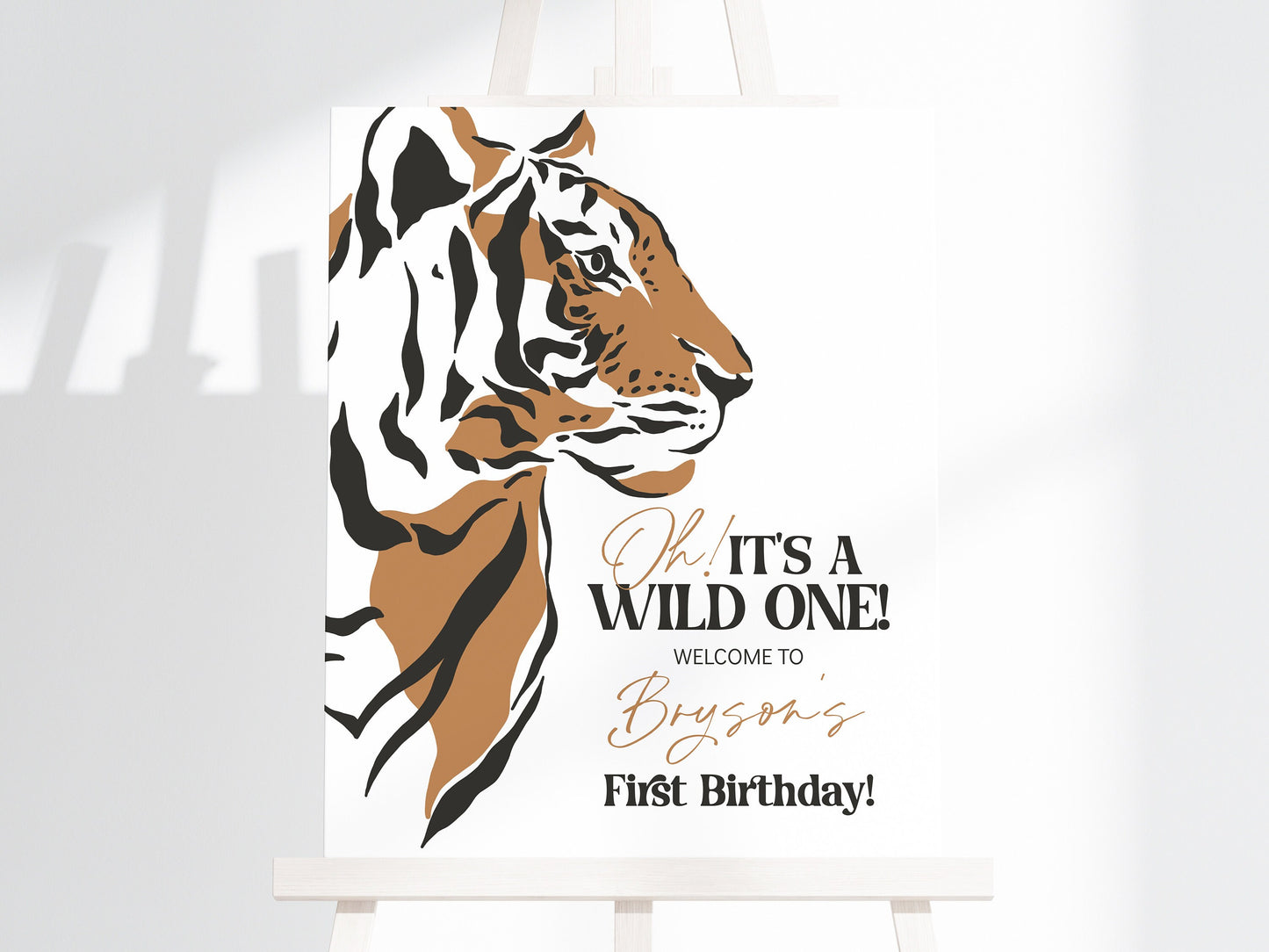 Jungle Siberian Tiger First Birthday Welcome Sign Template, little tiger wild one birthday party, safari birthday party for boy, adventure