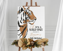  Jungle Siberian Tiger First Birthday Welcome Sign Template, little tiger wild one birthday party, safari birthday party for boy, adventure