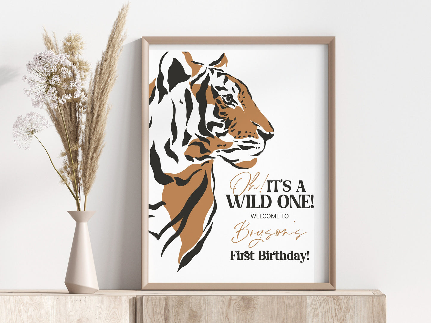 Jungle Siberian Tiger First Birthday Welcome Sign Template, little tiger wild one birthday party, safari birthday party for boy, adventure