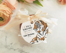  Jungle Siberian Tiger Favor Tags Instant Download, wild one boy first birthday party, Circle tag, safari little tiger birthday party favors