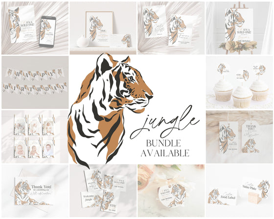 Jungle Siberian Tiger Favor Tags Instant Download, wild one boy first birthday party, Circle tag, safari little tiger birthday party favors