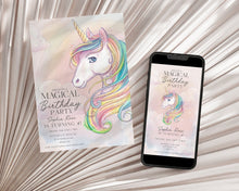  Unicorn Birthday Invitation and Evite Printable Template, Rainbow girls Kids Birthday, Magical Unicorn Party Décor, Instant Download