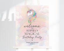  Magical Unicorn Birthday Party Welcome Sign Printable Template, unicorn birthday party decorations, rainbow birthday party for girl,