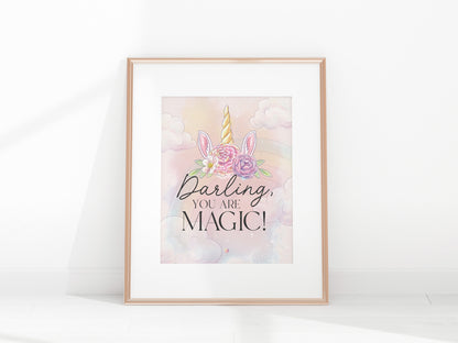 Unicorn Printable Birthday Party Decor, be a unicorn in a field of horses, rainbow unicorn party, stay magical, you are magic, girl birthday