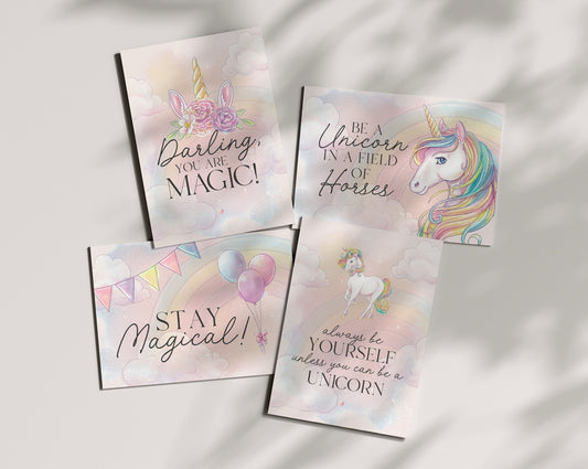 Unicorn Printable Birthday Party Decor, be a unicorn in a field of horses, rainbow unicorn party, stay magical, you are magic, girl birthday