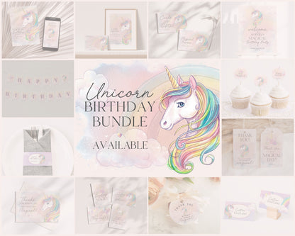 Unicorn Printable Birthday Party Decor, be a unicorn in a field of horses, rainbow unicorn party, stay magical, you are magic, girl birthday