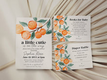  Little Cutie is on the Way Baby Shower Invitation Template, citrus baby shower, tangerine gender neutral baby shower boho bay shower