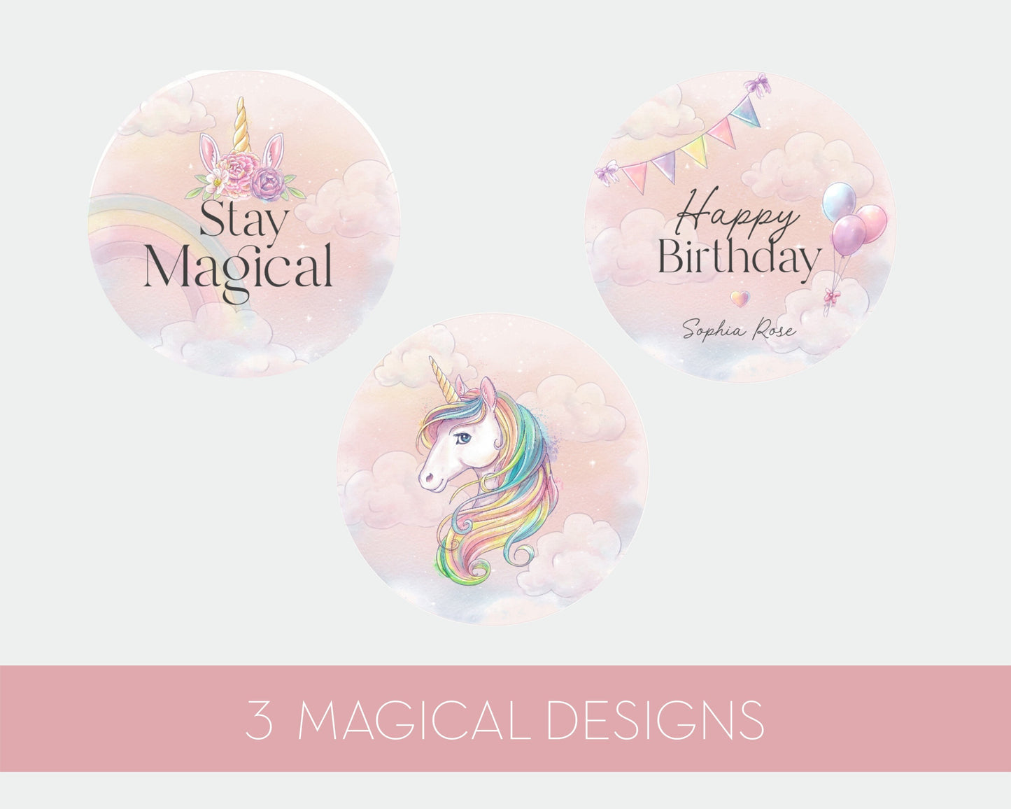 Unicorn Cupcake Toppers Printable, rainbow unicorn birthday party decor, cupcake toppers birthday party for girl, instant download corjl