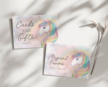  Unicorn Cards and Gifts Sign and Favors Sign Pritnable, Birthday Party Sign Unicorn Rainbow Unicorn Party for Girl Download Digital