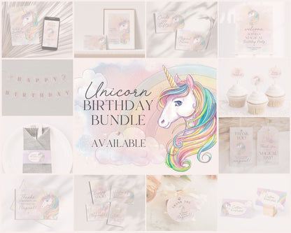 Magical Unicorn Birthday Party Welcome Sign Printable Template, unicorn birthday party decorations, rainbow birthday party for girl,