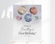  Outer Space Birthday Welcome Sign Template, first trip around the sun party Astronaut birthday party for boy Instant Download Galaxy Planets