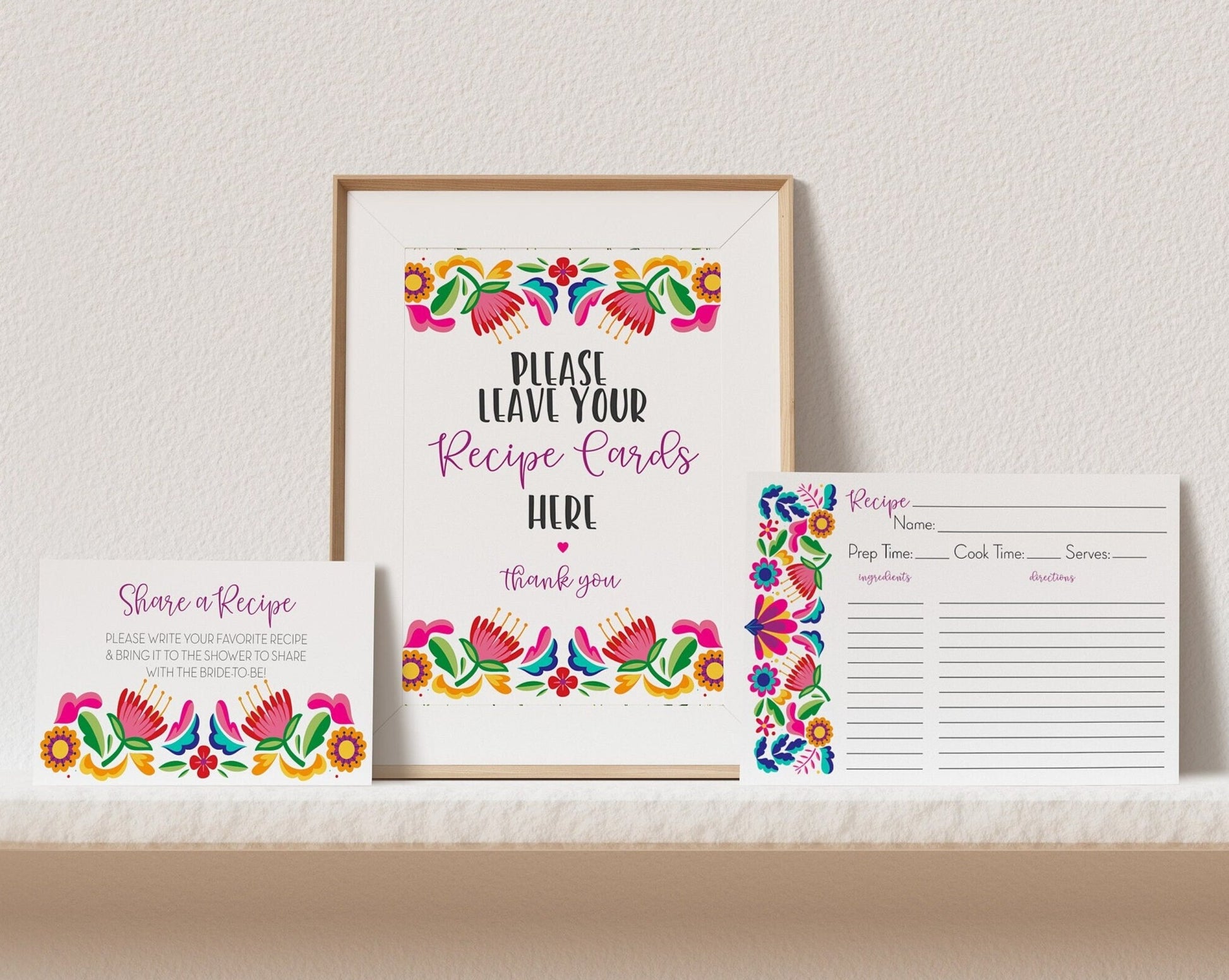 fiesta bridal shower recipe card bundle, fiesta couples shower decor, recipe for the bride template,