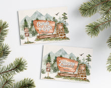  National Park Cards and Gifts Sign and Woodland Favors Sign Printable Template, adventure awaits baby shower, outdoor mountain baby shower