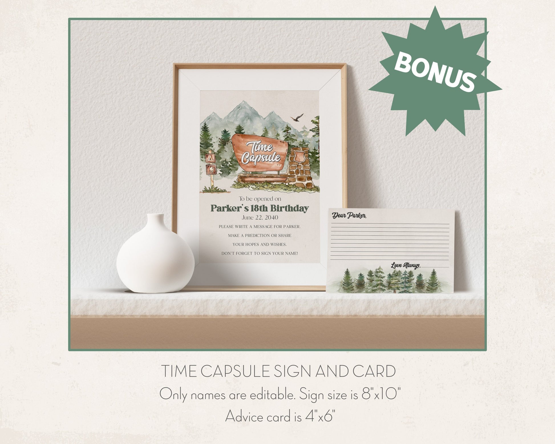 National Park First Birthday Bundle Printable, mountain woodland birthday party bundle editable adventure awaits outdoor birthday party