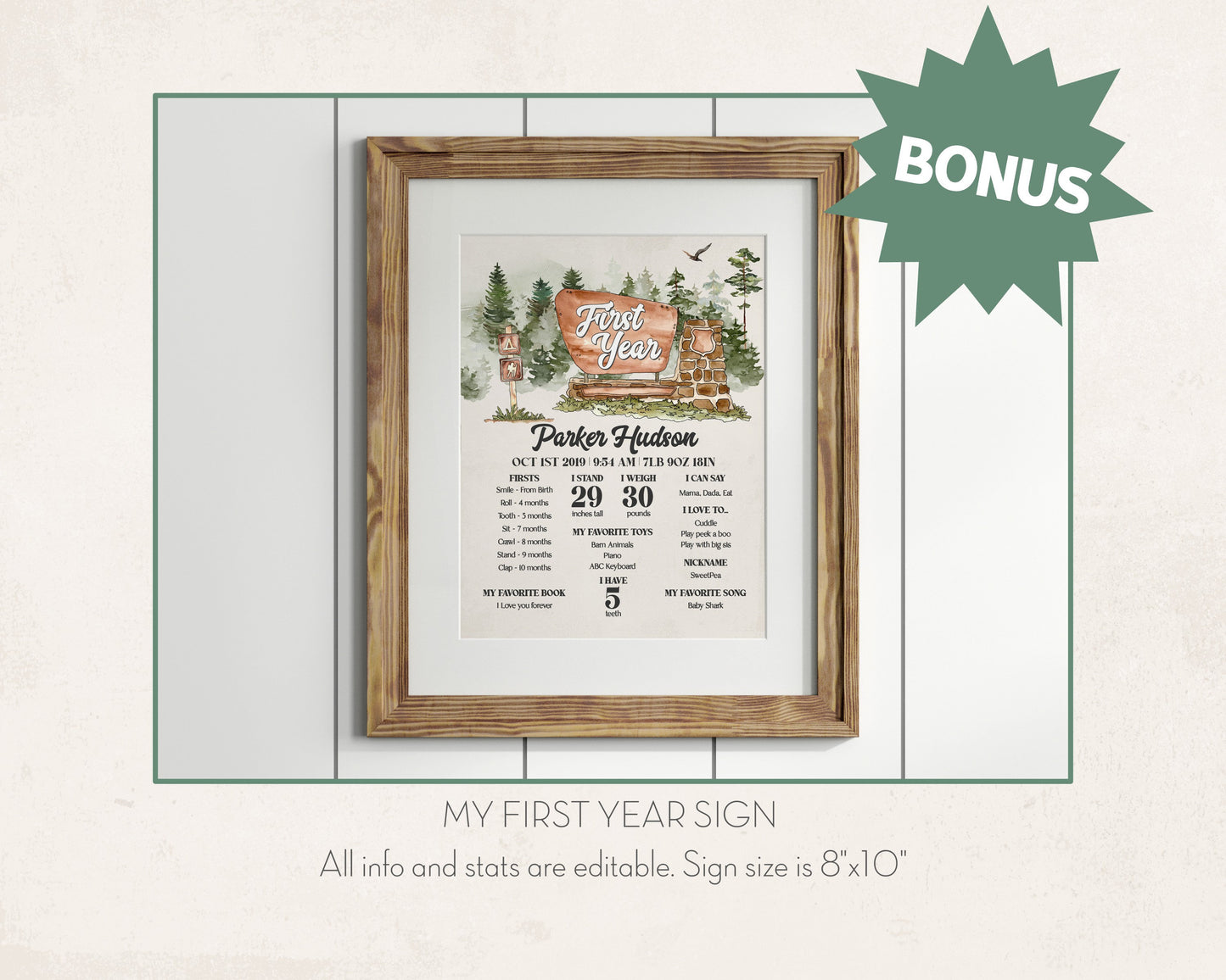 National Park First Birthday Bundle Printable, mountain woodland birthday party bundle editable adventure awaits outdoor birthday party