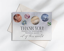  Outer Space Thank You Card Printable Template, trip around the sun boy birthday party, First birthday thank you card, Galaxy thank you note