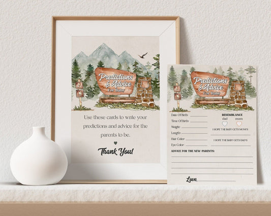 National Park advice and predictions for baby cards, summer outdoor baby shower, woodland baby shower, forest adventure baby shower for boy