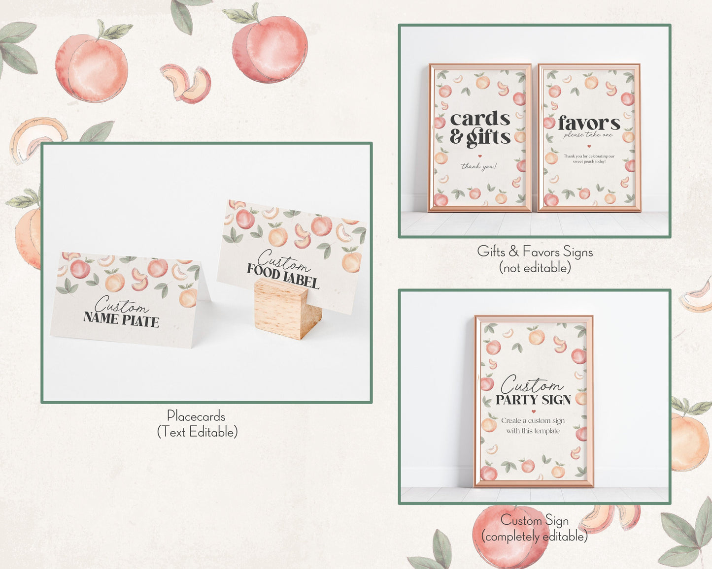 Sweet as a Peach Baby Shower Bundle Printable, peachy baby Shower Invitation, spring summer baby shower sweet little peach fruit baby shower