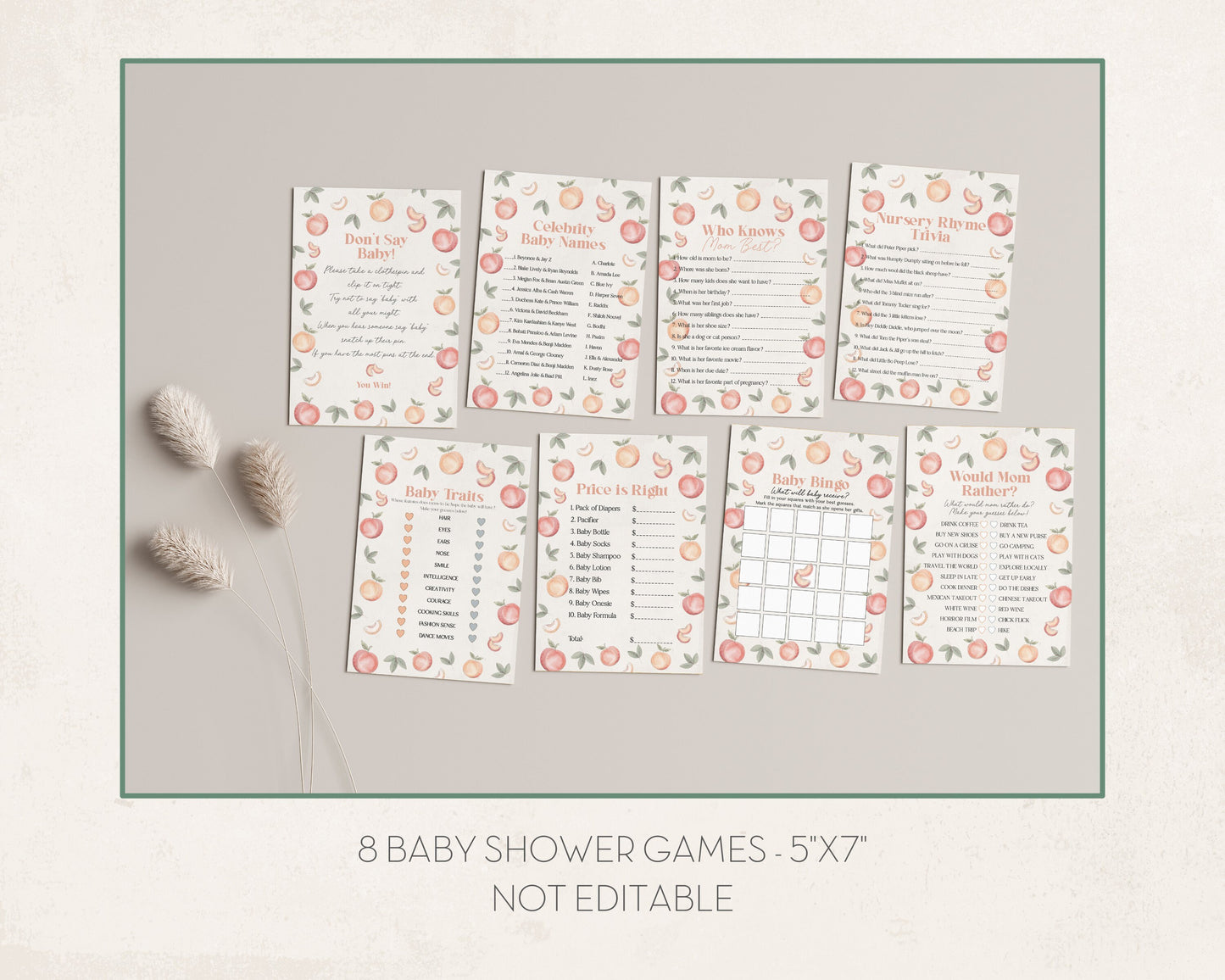 Sweet as a Peach Baby Shower Bundle Printable, peachy baby Shower Invitation, spring summer baby shower sweet little peach fruit baby shower