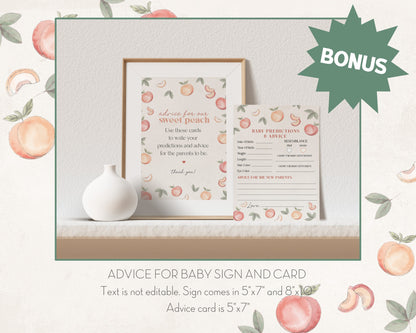 Sweet as a Peach Baby Shower Bundle Printable, peachy baby Shower Invitation, spring summer baby shower sweet little peach fruit baby shower