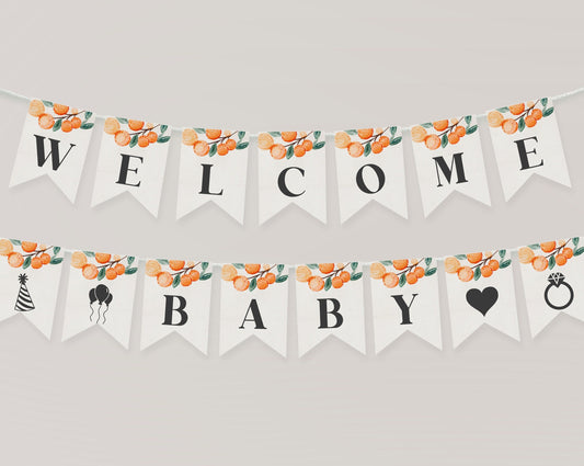 A little cutie is on the way citrus baby shower banner, personalized banner little cutie decor, orange baby shower, gender neutral shower