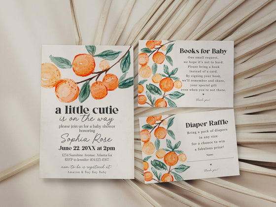 Little Cutie is on the way Baby Shower Bundle Printable, cutie baby Shower Invitation Bundle, spring summer baby shower, cutie baby shower