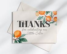  Little Cutie Thank You Card Instant Download, little cutie is on the way citrus baby shower, spring summer baby shower, gender neutral