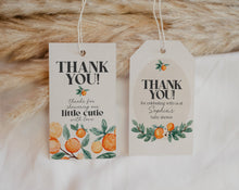  Little Cutie Favor Tags Printable Template, a little cutie is on the way spring summer baby shower rectangle favors orange cutie baby shower