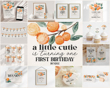  Little Cutie is Turning One Citrus First Birthday Bundle Printable, cutie birthday party, spring summer birthday, orange birthday party girl