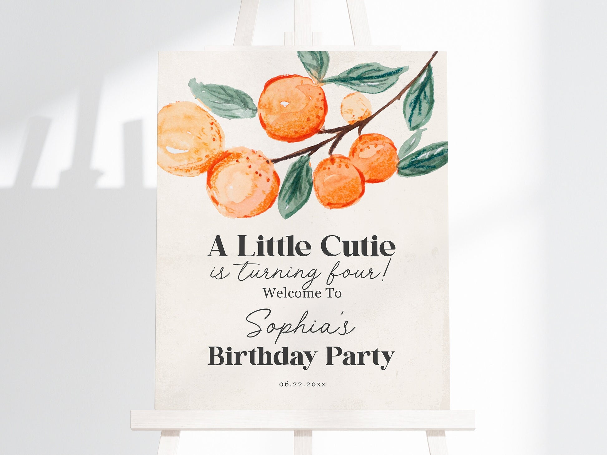 Little Cutie Birthday Welcome Sign Printable Template, orange birthday party, girl birthday party, florida citrus birthday party turning one