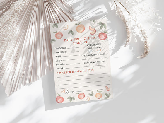 Sweet as a Peach is on the way advice for baby cards, sweet peach baby shower for girl, spring or summer baby shower, peach baby shower