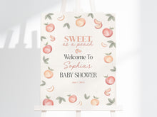  Sweet as a Peach Baby Shower Welcome Sign Template, girl baby shower, spring or summer baby shower peach shower a little peach is on the way