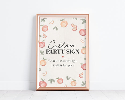 Sweet as a Peach Custom Sign Printable Party Decor, spring or summer party decor, peach birthday party, peach baby shower, instant download