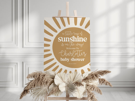 You are my Sunshine Baby Shower Welcome Sign Instant Download, sun gender neutral boho rainbow baby shower, little ray of sunshine