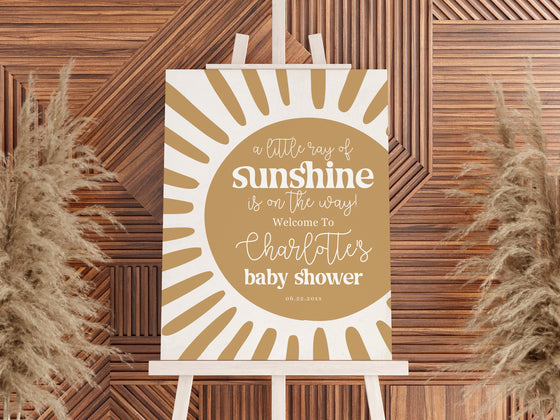 You are my Sunshine Baby Shower Welcome Sign Instant Download, sun gender neutral boho rainbow baby shower, little ray of sunshine