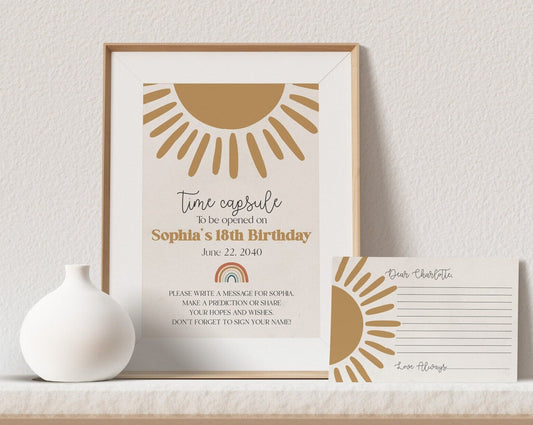 You are my Sunshine Time Capsule Printable Template, sun advice for baby shower, boho rainbow baby shower, gender neutral birthday party