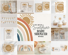  You are my Sunshine Boho Rainbow Baby Shower Bundle Printable, a little ray of sunshine is on the way, gender neutral baby shower template