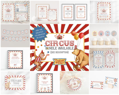 Circus baby shower games bundle, carnival animals gender neutral carnival game package instant download