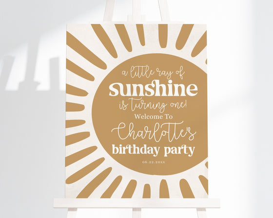 You are my Sunshine Birthday Welcome Sign Printable Template, sun birthday party gender neutral boho birthday rainbow birthday party girl